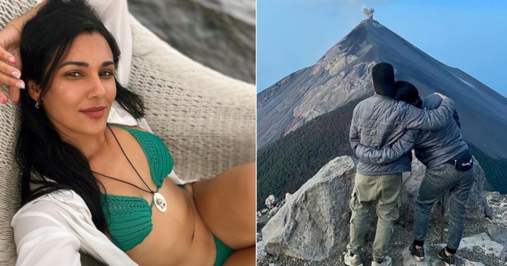 Camila Arteche en el Volcán de Fuego y paisajes de lagos durante su viaje a Guatemala
