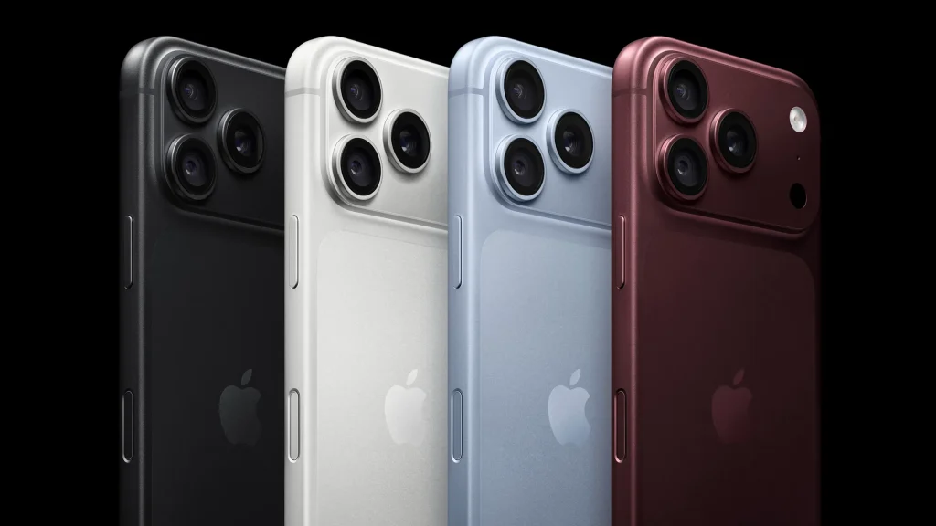 iPhone 18 Pro y iPhone 18 Pro Max sobre fondo del Apple Event 2026 en California, con énfasis en cámara y diseño Pro